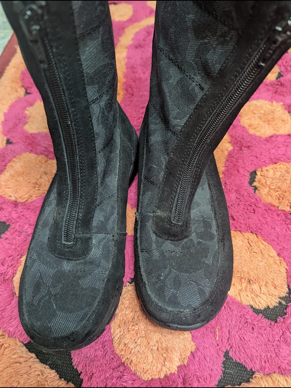 Lands' End Black Patterned Winter Rain Boots